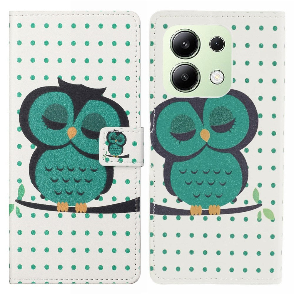 EIDERWOOD Xiaomi Redmi Note 13 (4G) Artificial Leather Flip Case w. Wallet & Stand Function - Sleeping Owl