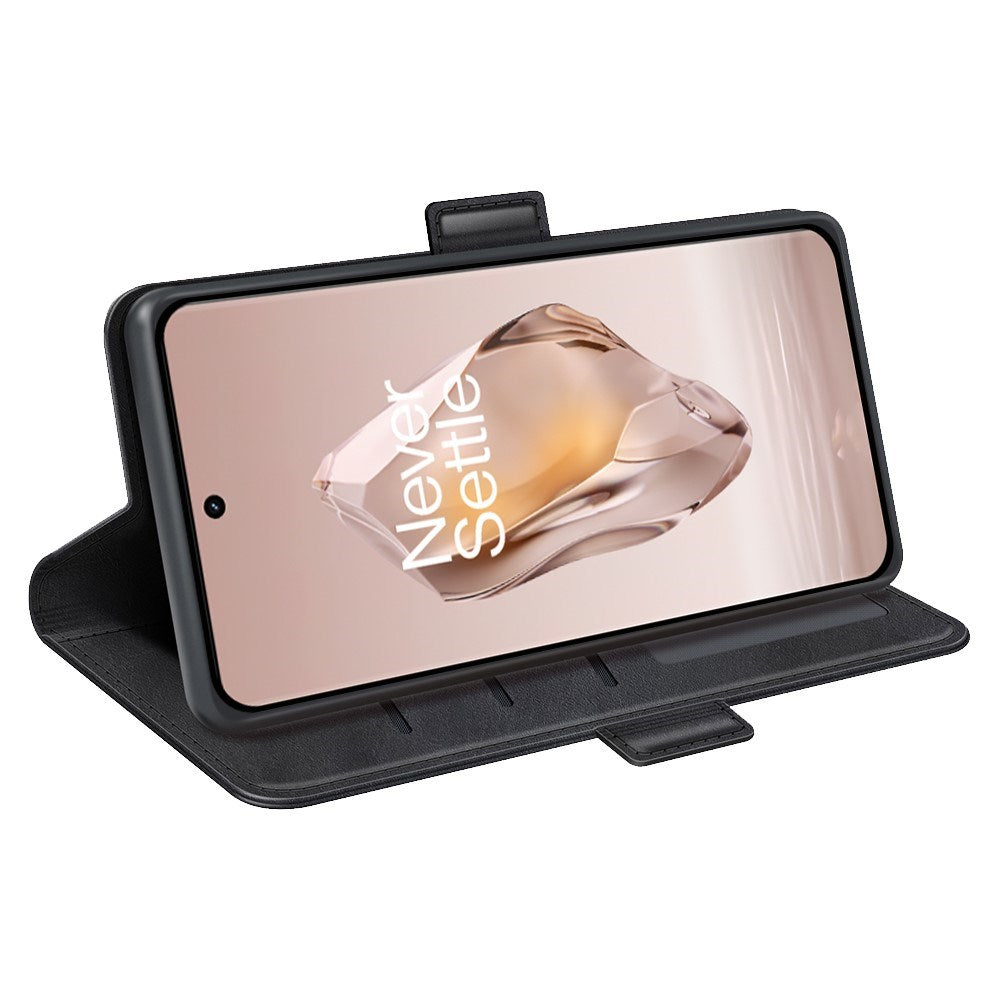 EIDERWOOD OnePlus 12R Glossy Faux Leather Wallet Case - Black