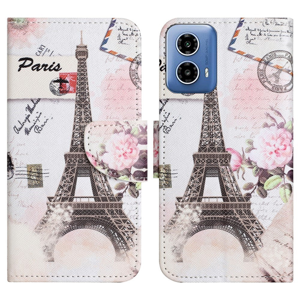 EIDERWOOD Motorola Moto G24 Power Leather Wallet Case w. Print - the Eiffel Tower