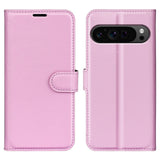 EIDERWOOD Google Pixel 9 Pro XL Litchi Leather Flip Case w. Wallet - Light Pink