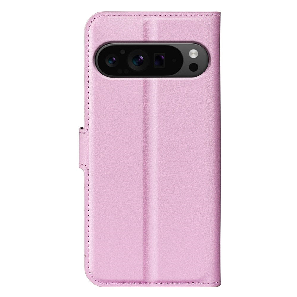 EIDERWOOD Google Pixel 9 Pro XL Litchi Leather Flip Case w. Wallet - Light Pink