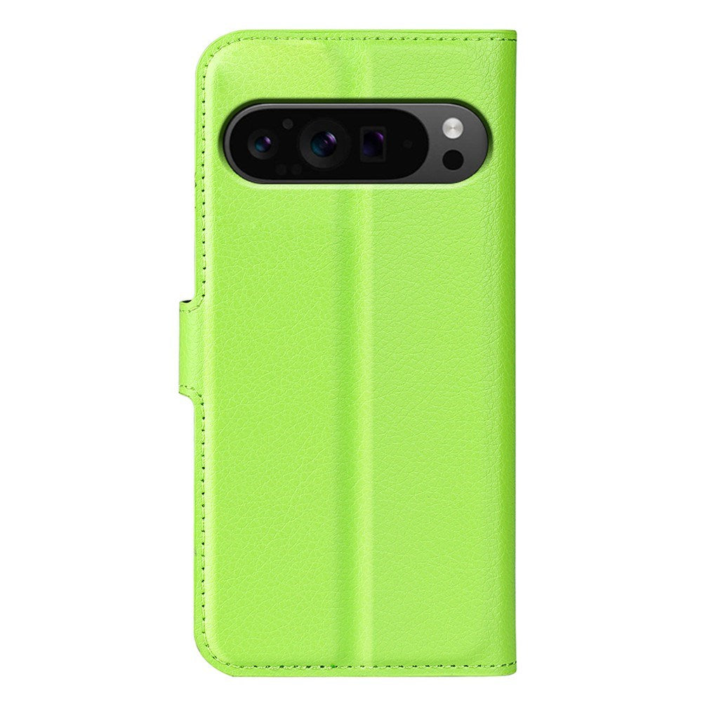 EIDERWOOD Google Pixel 9 Pro XL Litchi Leather Flip Case w. Wallet - Green