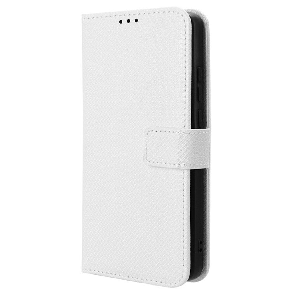 EIDERWOOD Google Pixel 9 / 9 Pro Leather Flip Case w. Strap & Texture - White