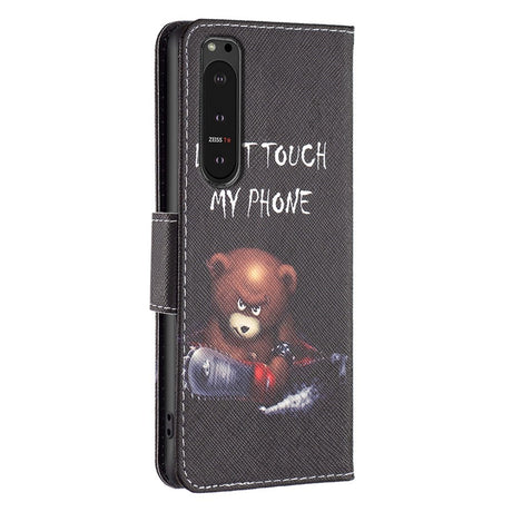 EIDERWOOD Sony Xperia 10 VI Leather Wallet Case & Print - "Don't Touch My Phone" - Bear