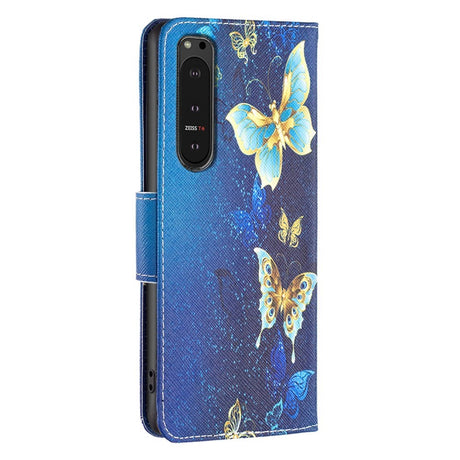 EIDERWOOD Sony Xperia 10 VI Leather Wallet Case & Print - Blue with Butterflies