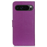 EIDERWOOD Google Pixel 10 / 10 Pro / 9 / 9 Pro Litchi Faux Leather Flip Case w. Wallet - Purple