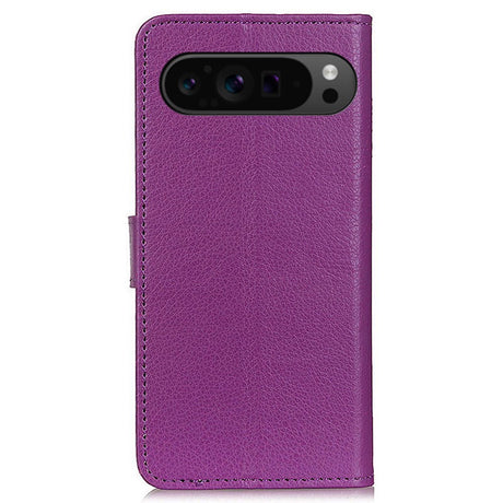 EIDERWOOD Google Pixel 10 / 10 Pro / 9 / 9 Pro Litchi Faux Leather Flip Case w. Wallet - Purple