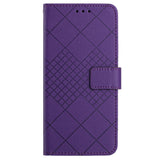 EIDERWOOD Sony Xperia 10 VI Leather Flip Case w. Wallet & Strap - Rhombus Engraving - Purple