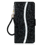 EIDERWOOD Samsung Galaxy S24 / S25 Glitter Flip Case with Card Holder and Stand Function - Black