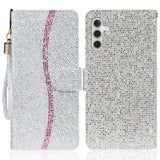 EIDERWOOD Samsung Galaxy S24 / S25 Glitter Flip Case with Card Holder and Stand Function - Silver