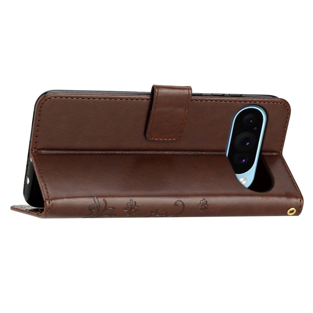 EIDERWOOD Google Pixel 9 / 9 Pro Butterflies Leather Wallet Case - Brown