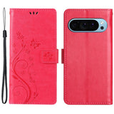 EIDERWOOD Google Pixel 9 / 9 Pro Butterflies Leather Wallet Case - Red