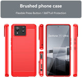 EIDERWOOD Asus Zenfone 11 Ultra Brushed Carbon Fiber Flexible Plastic Case - Red