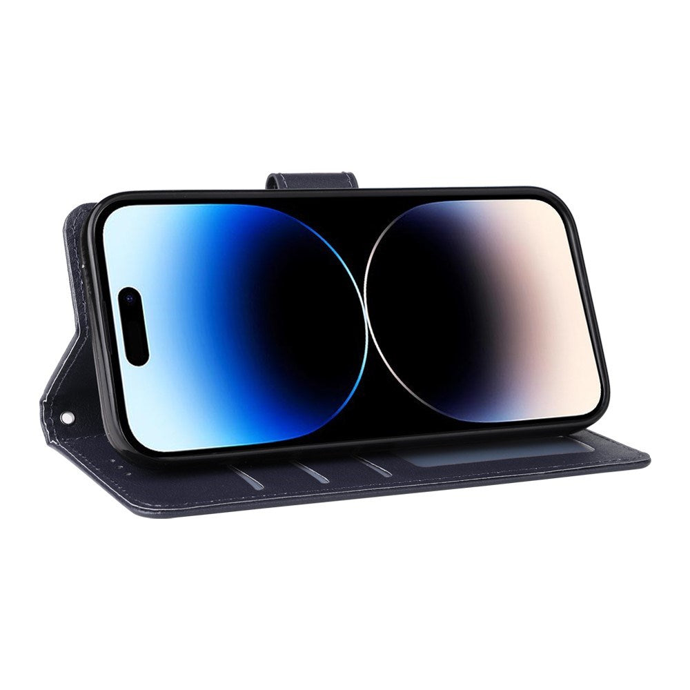 EIDERWOOD iPhone 14 Pro Max Faux Leather Flip Case with Strap - Blue