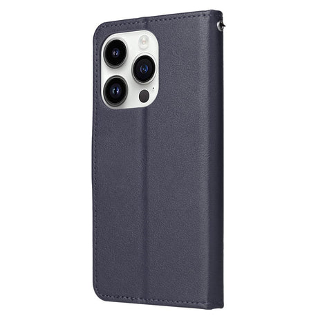 EIDERWOOD iPhone 14 Pro Max Faux Leather Flip Case with Strap - Blue