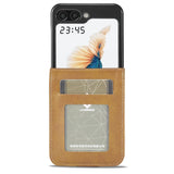 EIDERWOOD Samsung Galaxy Z Flip7 FE / Flip6 Faux Leather Flip Case with Cardholder & Stand Function - Light Brown