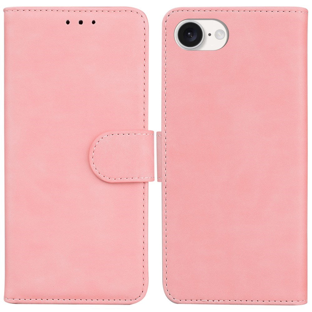 EIDERWOOD iPhone 16e Leatherette Flip Case with Stand Function & Wallet - Pink