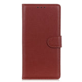 EIDERWOOD iPhone 16 Pro Max Litchi Leather Wallet Case - Brown