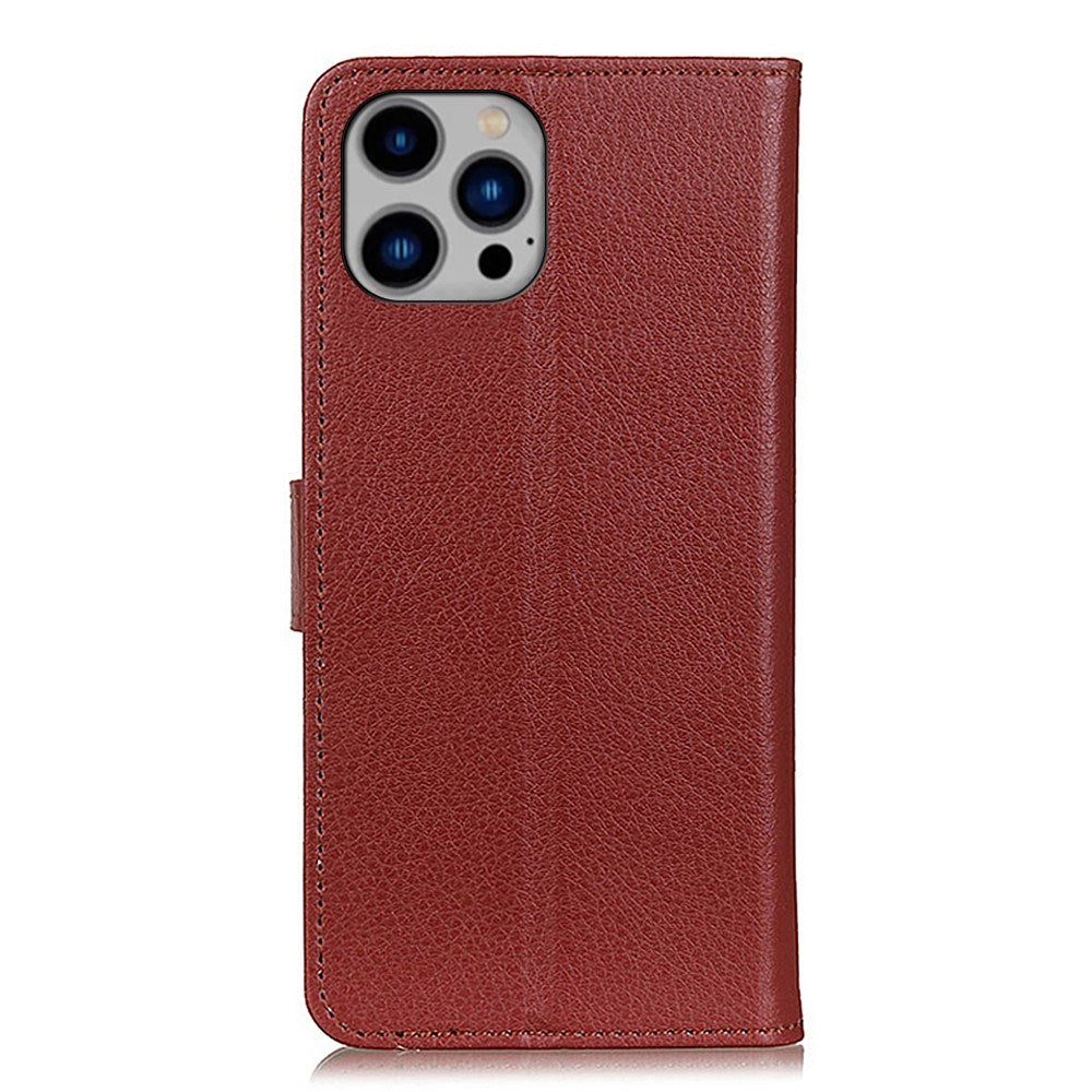 EIDERWOOD iPhone 16 Pro Max Litchi Leather Wallet Case - Brown