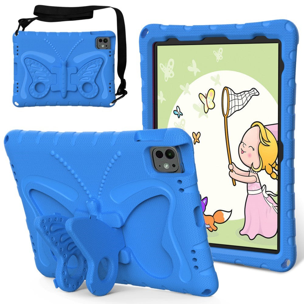 EIDERWOOD iPad Pro 11" (2024) Kids Case - Butterfly Kickstand Case - Blue