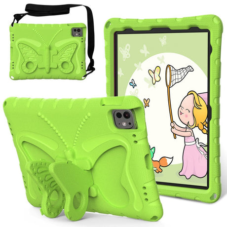 EIDERWOOD iPad Pro 11" (2024) Kids Case - Butterfly Kickstand Case - Green