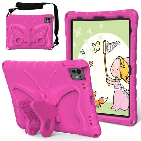 EIDERWOOD iPad Pro 11" (2024) Kids Case - Butterfly Kickstand Case - Pink