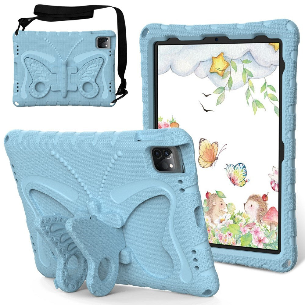 EIDERWOOD iPad Air / Pro 13" (2024) / Pro 12.9" (2022-2018) Kids Case - Butterfly Kickstand Case - Light Blue