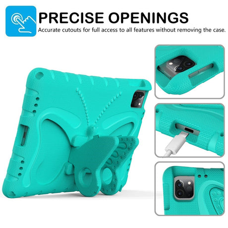 EIDERWOOD iPad Air / Pro 13" (2024) / Pro 12.9" (2022-2018) Kids Case - Butterfly Kickstand Case - Mint Green