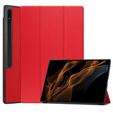 EIDERWOOD Samsung Galaxy Tab S10 Ultra Tri-Fold Leather Case with Stand - Red