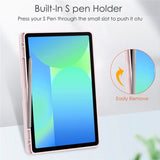 EIDERWOOD Samsung Galaxy Tab S10 Lite / S10 FE / S9 FE Flip Case - Stand Function & Stylus Pen Holder - Transparent / Pink