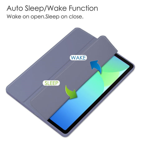 EIDERWOOD Samsung Galaxy Tab S10 Lite / S10 FE / S9 FE Flip Case - Stand Function & Stylus Pen Holder - Transparent / Gray Purple