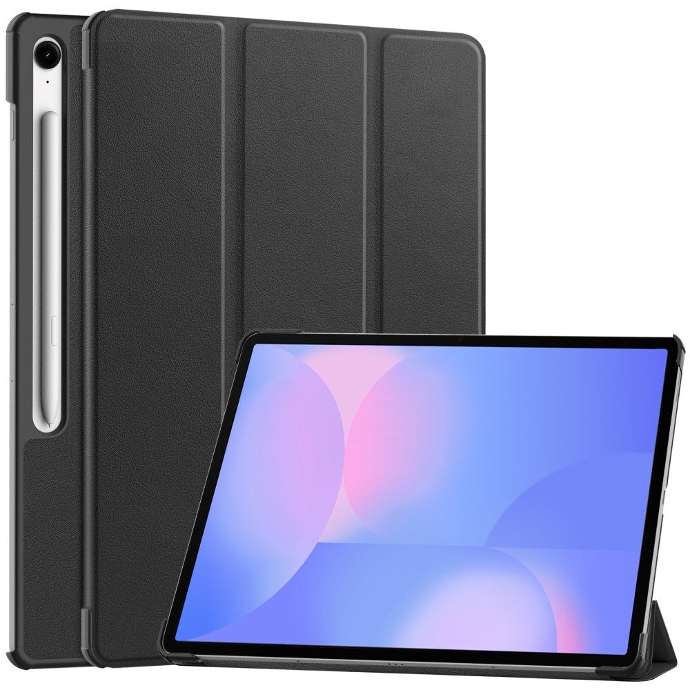 EIDERWOOD Samsung Galaxy Tab S10 FE+ (Plus) Faux Leather Flip Case with Stand Function & Pencil Holder - Black