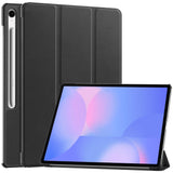 EIDERWOOD Samsung Galaxy Tab S10 FE+ (Plus) Faux Leather Flip Case with Stand Function & Pencil Holder - Black