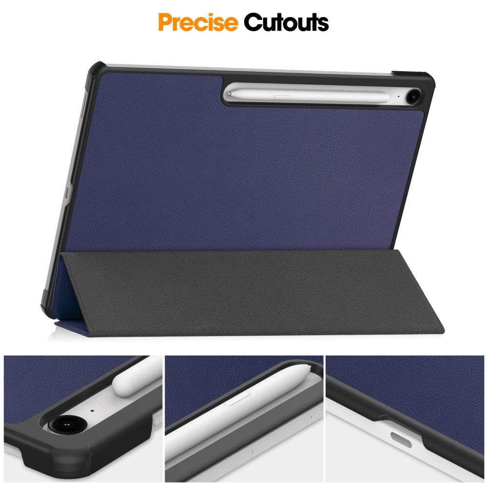 EIDERWOOD Samsung Galaxy Tab S10 FE+ (Plus) Faux Leather Flip Case with Stand Function & Pencil Holder - Blue