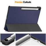 EIDERWOOD Samsung Galaxy Tab S10 FE+ (Plus) Faux Leather Flip Case with Stand Function & Pencil Holder - Blue