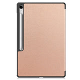 EIDERWOOD Samsung Galaxy Tab S10 FE+ (Plus) Faux Leather Flip Case with Stand Function & Pencil Holder - Rose Gold