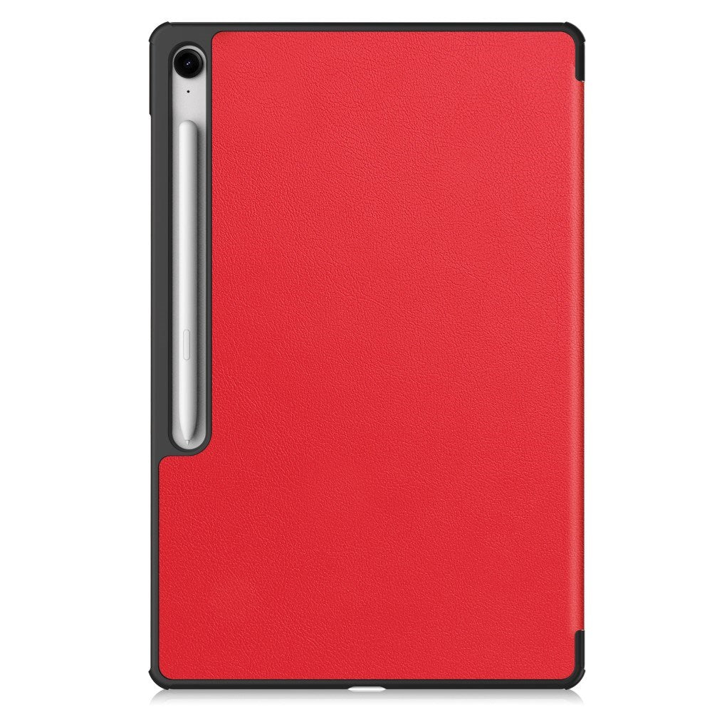 EIDERWOOD Samsung Galaxy Tab S10 FE+ (Plus) Faux Leather Flip Case with Stand Function & Pencil Holder - Red