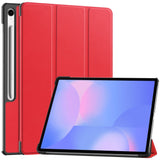 EIDERWOOD Samsung Galaxy Tab S10 FE+ (Plus) Faux Leather Flip Case with Stand Function & Pencil Holder - Red