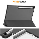 EIDERWOOD Samsung Galaxy Tab S10 FE+ (Plus) Faux Leather Flip Case with Stand Function & Pencil Holder - Grey