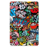 EIDERWOOD Samsung Galaxy Tab S10 FE+ (Plus) Tri-Fold Faux Leather Flip Case with Pattern - Graffiti
