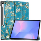 EIDERWOOD Samsung Galaxy Tab S10 FE+ (Plus) Tri-Fold Faux Leather Flip Case with Pattern - Flower