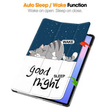 EIDERWOOD Samsung Galaxy Tab S10 FE+ (Plus) Tri-Fold Faux Leather Flip Case with Pattern - Cat