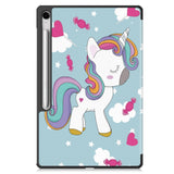 EIDERWOOD Samsung Galaxy Tab S10 FE+ (Plus) Tri-Fold Faux Leather Flip Case with Pattern - Unicorn