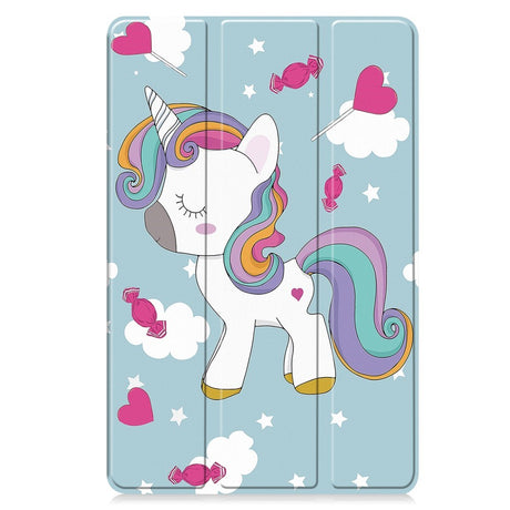 EIDERWOOD Samsung Galaxy Tab S10 FE+ (Plus) Tri-Fold Faux Leather Flip Case with Pattern - Unicorn