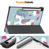 EIDERWOOD Samsung Galaxy Tab S10 FE+ (Plus) Tri-Fold Faux Leather Flip Case with Pattern - Unicorn