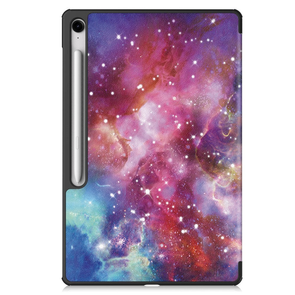 EIDERWOOD Samsung Galaxy Tab S10 FE+ (Plus) Tri-Fold Faux Leather Flip Case with Pattern - Galaxy