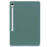 EIDERWOOD Samsung Galaxy Tab S10 FE+ (Plus) Tri-Fold Faux Leather Flip Case with Stylus Pen Holder - Dark Green