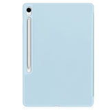 EIDERWOOD Samsung Galaxy Tab S10 FE+ (Plus) Tri-Fold Faux Leather Flip Case with Stylus Pen Holder - Light Blue