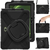 Samsung Galaxy Tab Active5 Pro / Active4 Pro EIDERWOOD Hybrid Plastic Kids Case w. Kickstand & Strap - Black