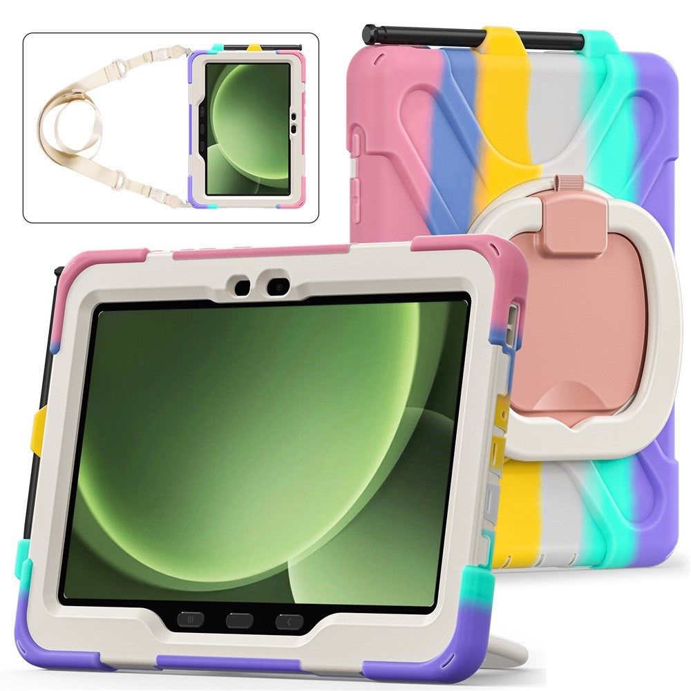 Samsung Galaxy Tab Active5 Pro / Active4 Pro EIDERWOOD Hybrid Plastic Kids Case w. Kickstand & Strap - Multi